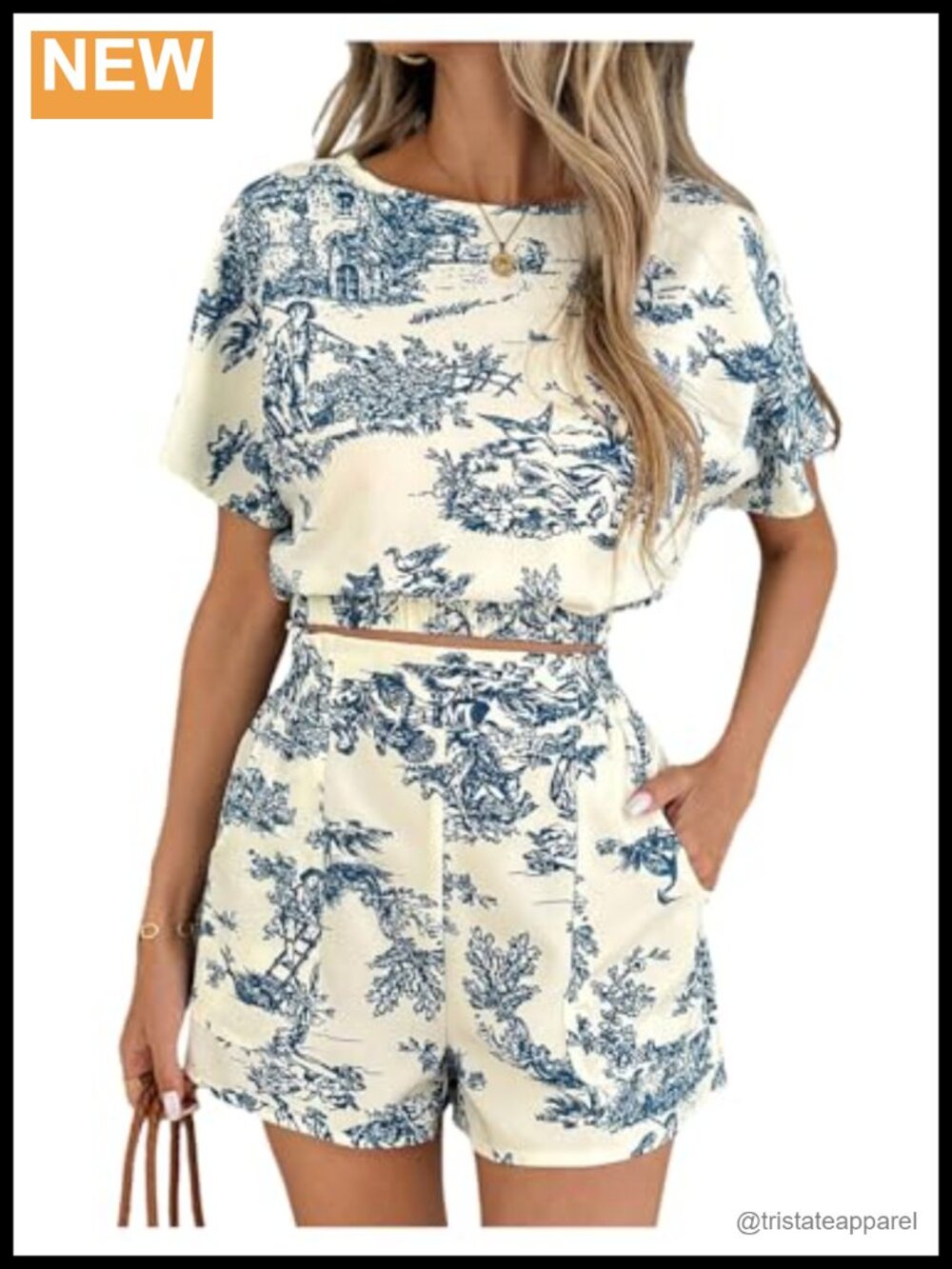 Women's Floral 2 Piece Short Set Cropped Top High Waist Wide Leg Shorts